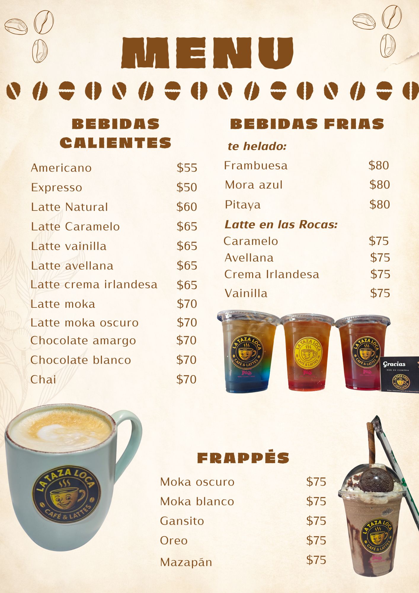 Menú La Taza Loca